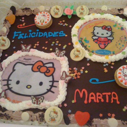 Tarta tipo Hello Kitty para fiesta infantil